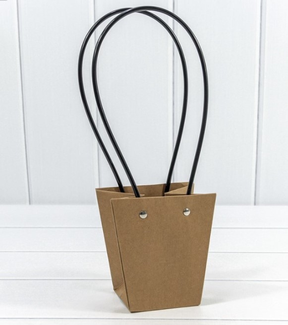 Пакет подарочный "Ваза для цветов" 12*12,5*8 Крафт (5 шт)