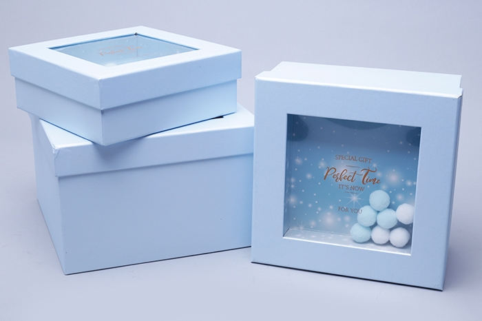 Коробка квадрат Perfect time набор 3 шт 21 × 21 × 13,5 см голубой
