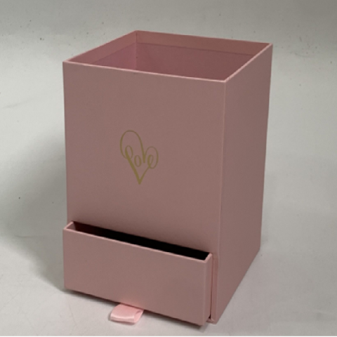 Коробка под цветы "Подарок Амура" 14x14x18см, 1шт., св. розовый