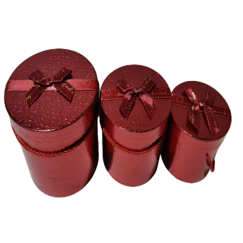 Набор коробок для цветов "Виражи страсти" 18,5*17, 15,3*14,5, 13,3*12 см, 3шт., красный