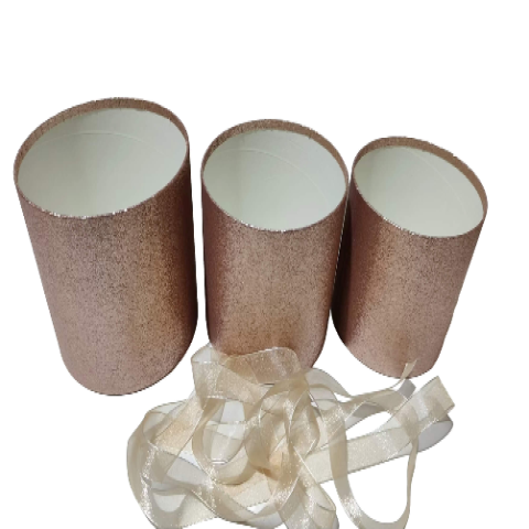 Набор коробок для цветов без крышки "Созвездие любви" 18*17, 15*14,5, 13*12 см 3шт., розовое золото