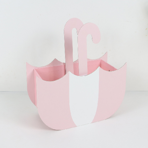 Коробка для цветов/подарков  "Зонтик" 24*10,3*13(22)Н см, 1шт., св. розовый