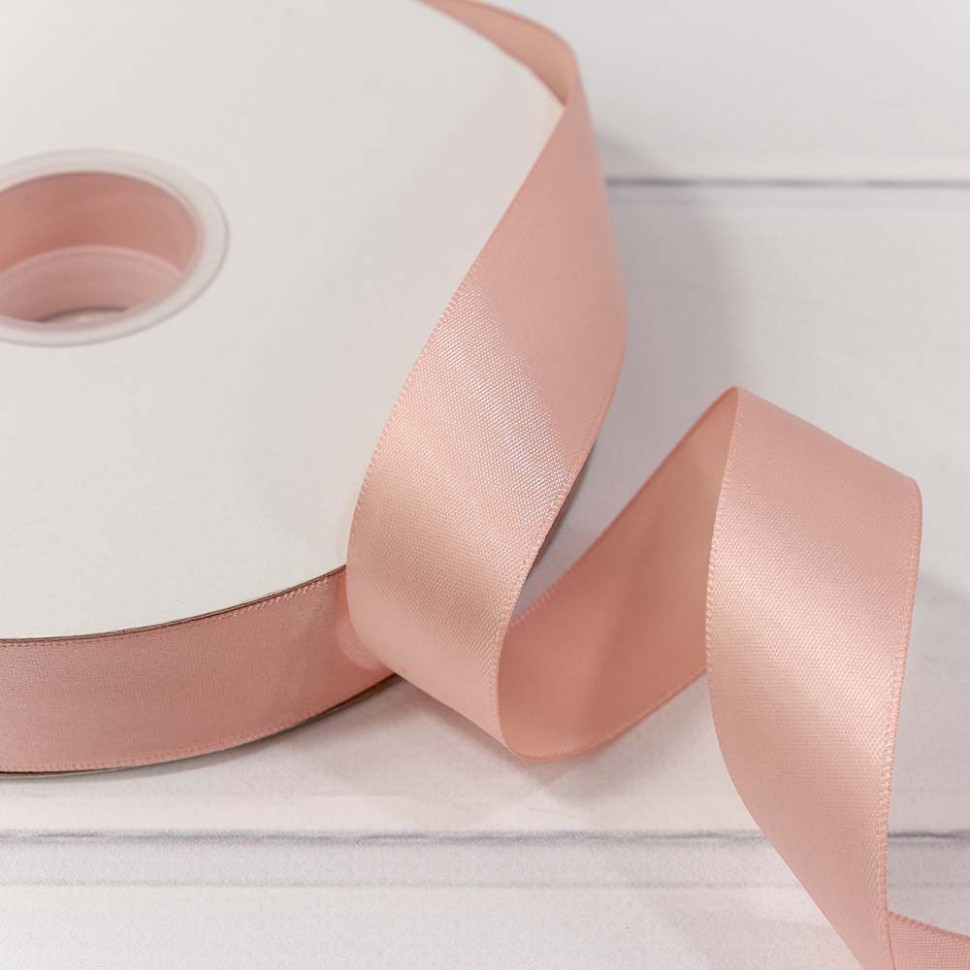 Лента Атласная Полиэстер класс А 2,5см*100ярд Кремовый