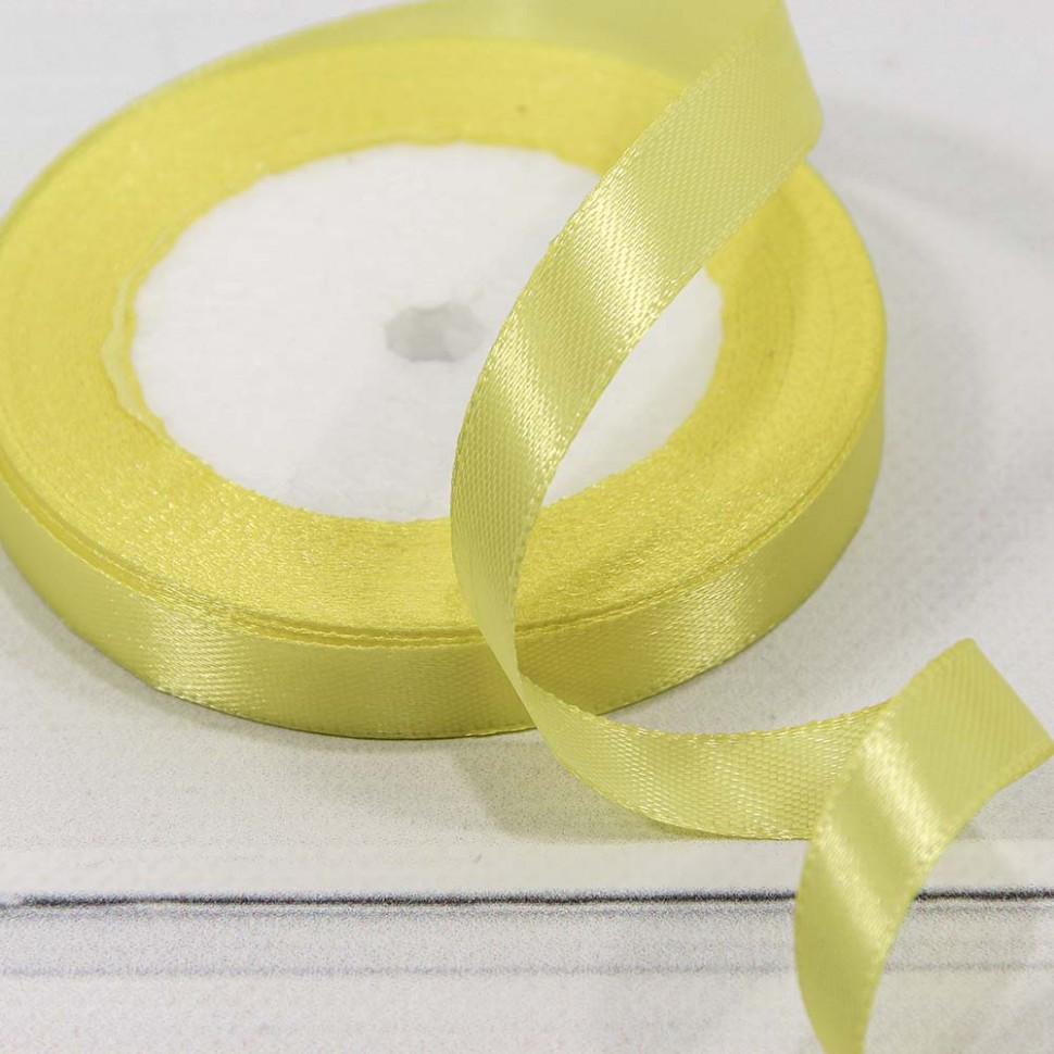 Лента Атласная Сатин 1,2см*25ярд Жёлтый