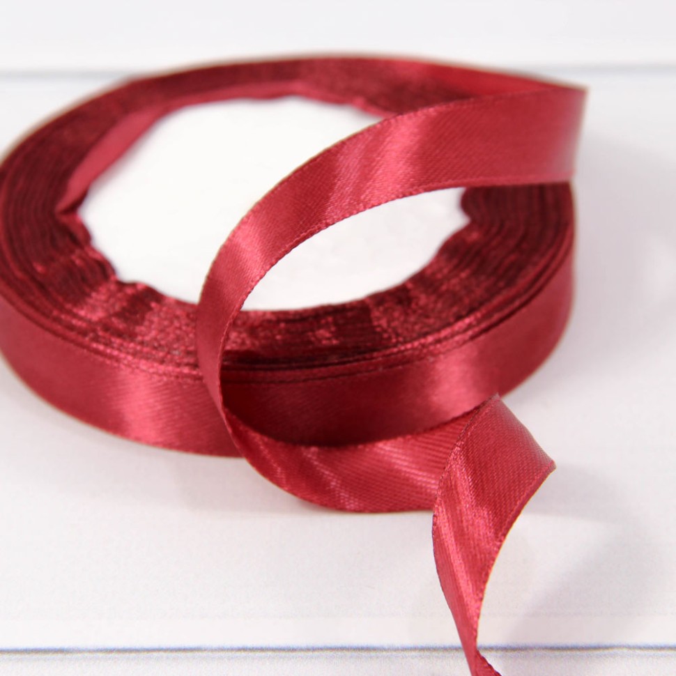 Лента атласная (сатин) 1,2 см*25 ярдов Винный