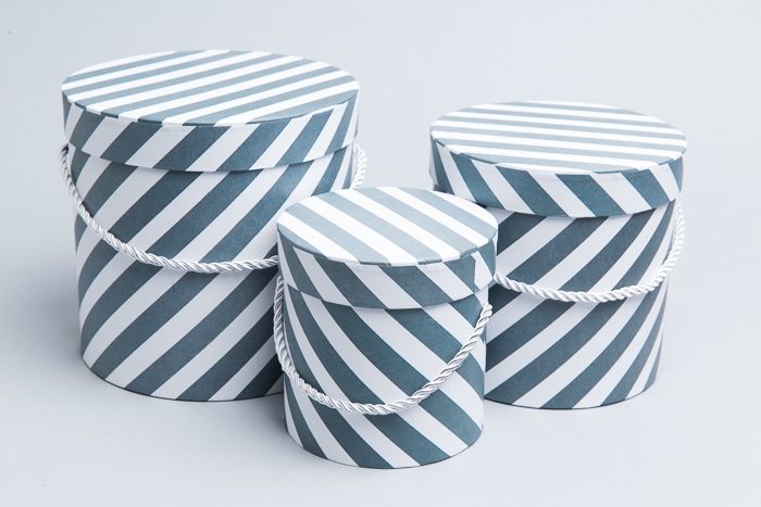 Коробка цилиндр набор из 3 шт. 18, × 17,2 см 9144-814-53 диагональ серый