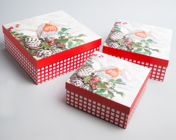 Коробка НГ квадрат 3 шт 27×27×11-21×21×9 см Х3DB-52L