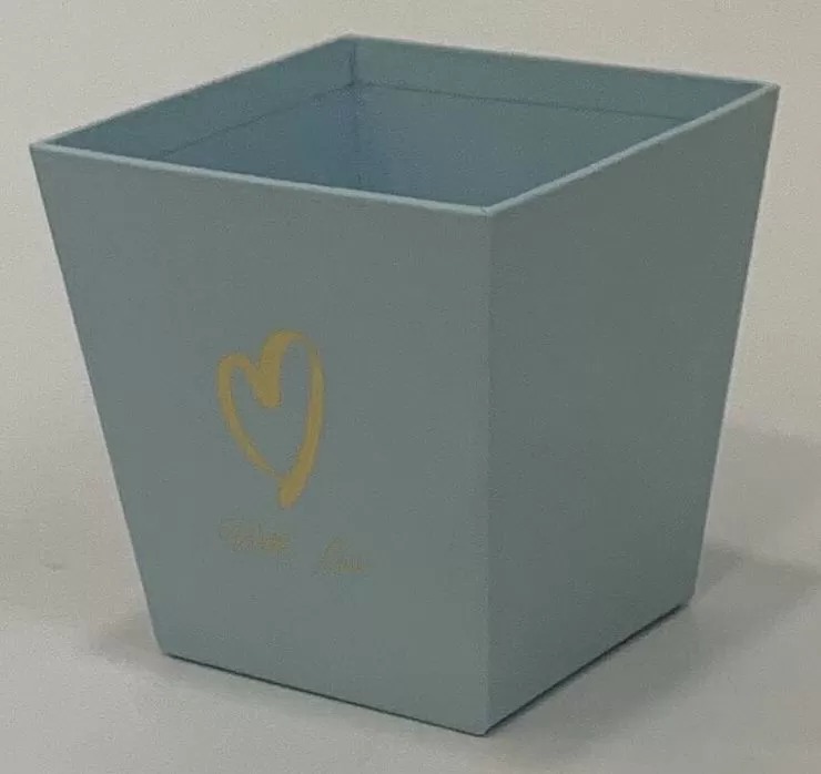 Коробка под цветы трапеция "С любовью" 11x11 см, нежно-голубой