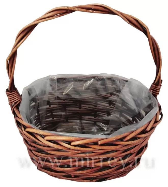 Корзина плетеная (ива): 30x24xH15xHH33  B24x16, 1 шт., коричневый