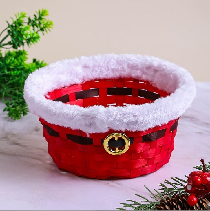 Корзина плетеная НГ бамбук D20×20×H9 см Санта