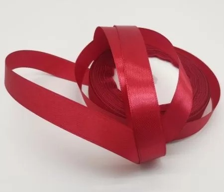 Лента атласная, на пене, односторонняя, 15 мм х 25 ярд, бордовый