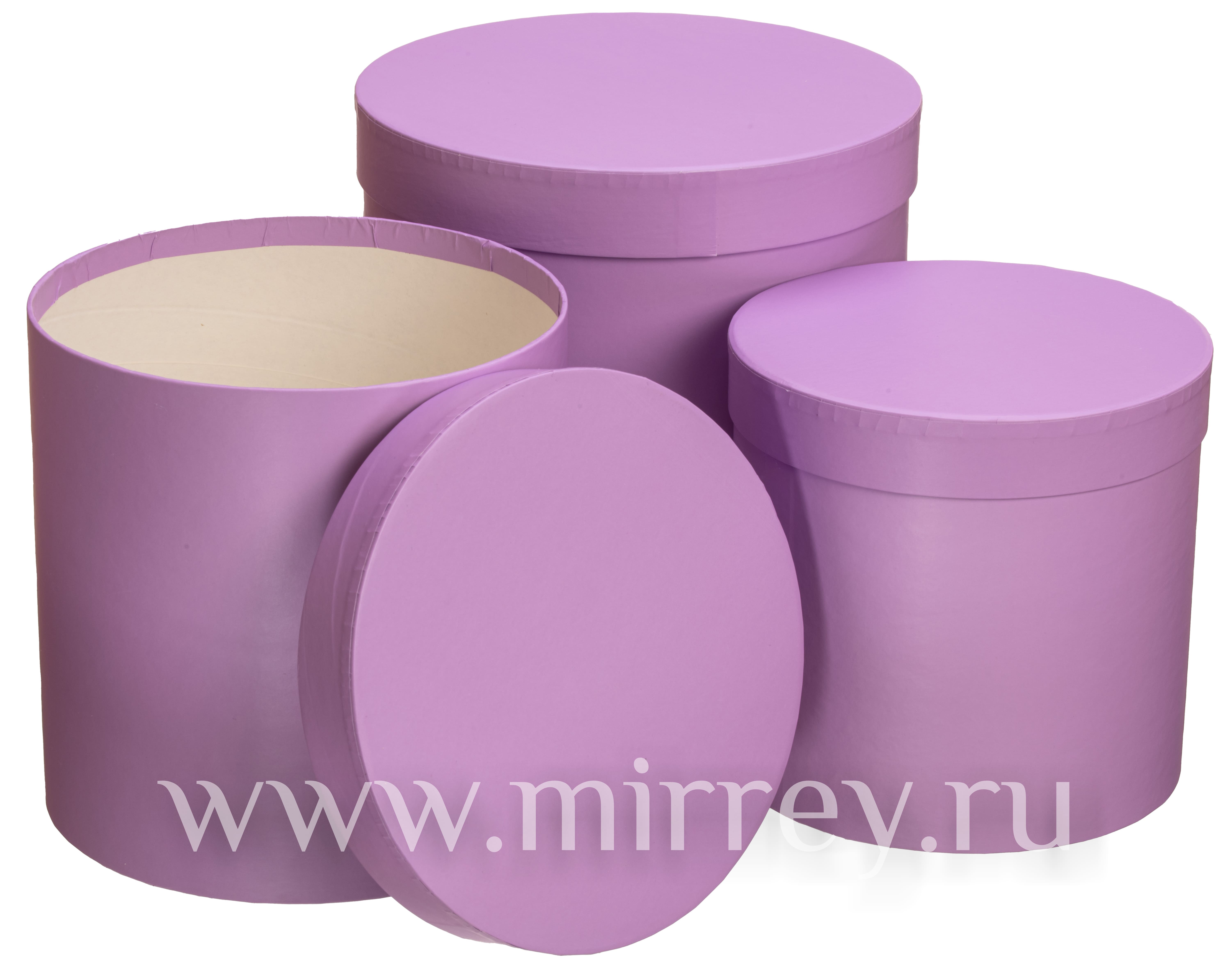 Набор коробок с крышкой,19,5х19 см, 17,5х17 см, 15,5х15 см, 3 шт., сиреневый