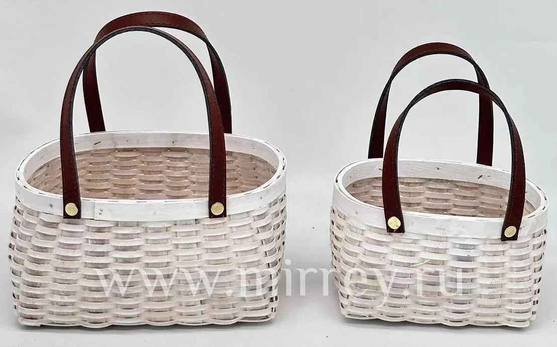 Набор корзин плетеных (секвойя), 23х19x11/25 см, 18х14,5x10/21 см, 2 шт., белый