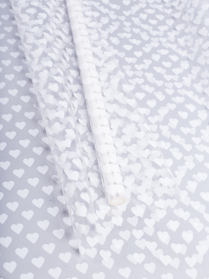 Пленка цветная Сердца15 70 см белый