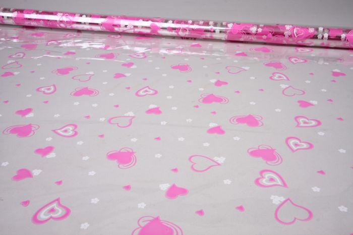 Пленка цветная Валентин 70 см розово-белый