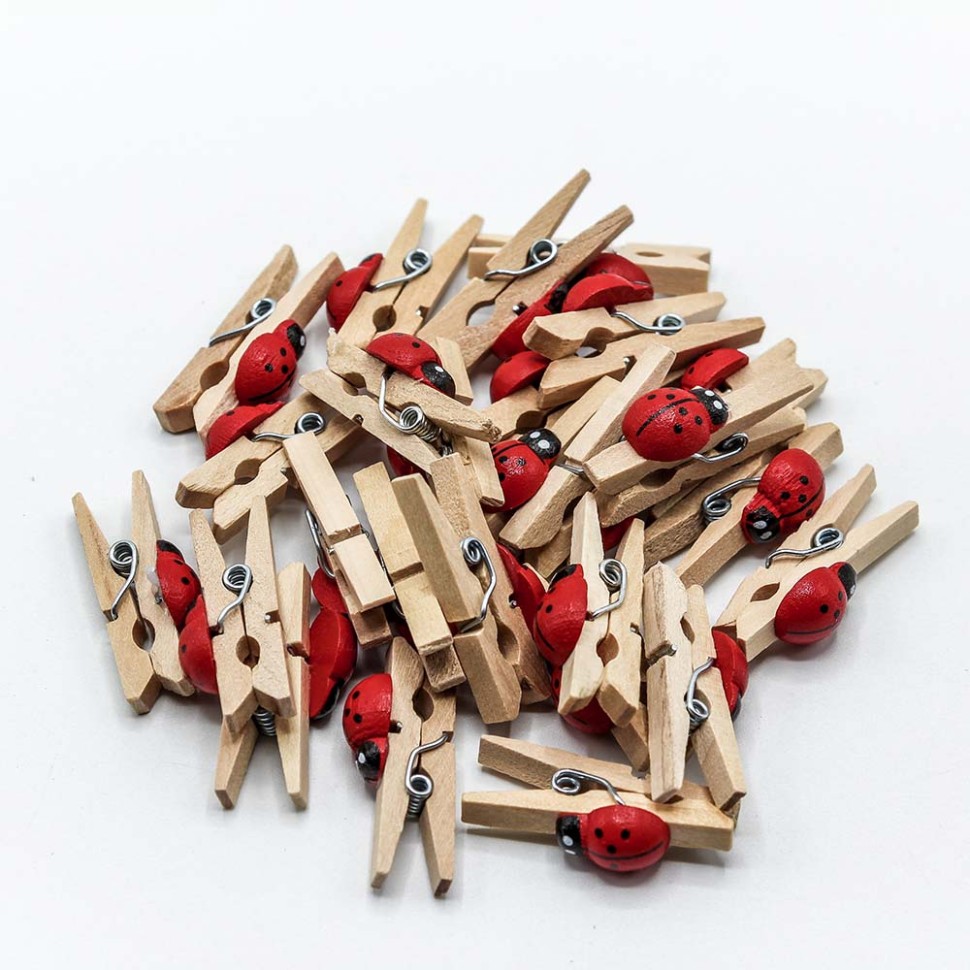 Прищепки декоративные Божья коровка 3 см*1 см (100 штук)