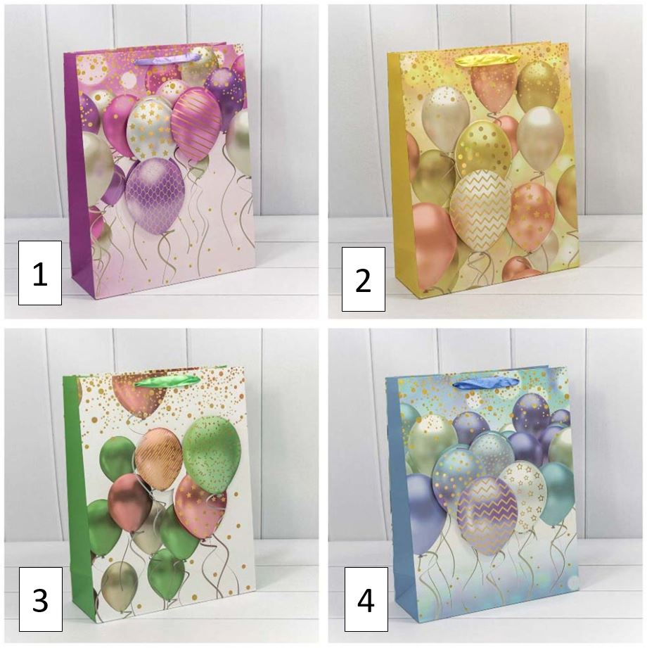 Пакет подарочный с 3D аппликацией "Воздушные шары" (микс) 32*45*15