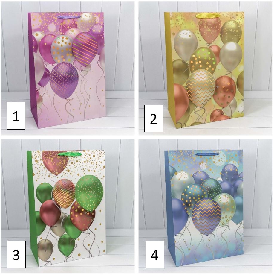 Пакет подарочный с 3D аппликацией "Воздушные шары" (микс) 42*62*25