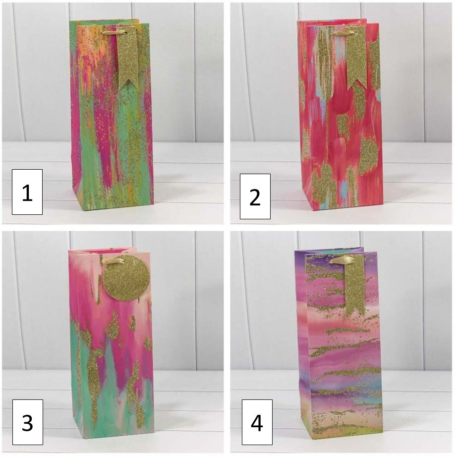 Пакет подарочный с блёстками "Акварель" (микс) 14*35*14