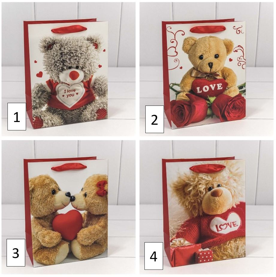 Пакет подарочный "Мишки с сердцами" (микс) 18*23*10 см