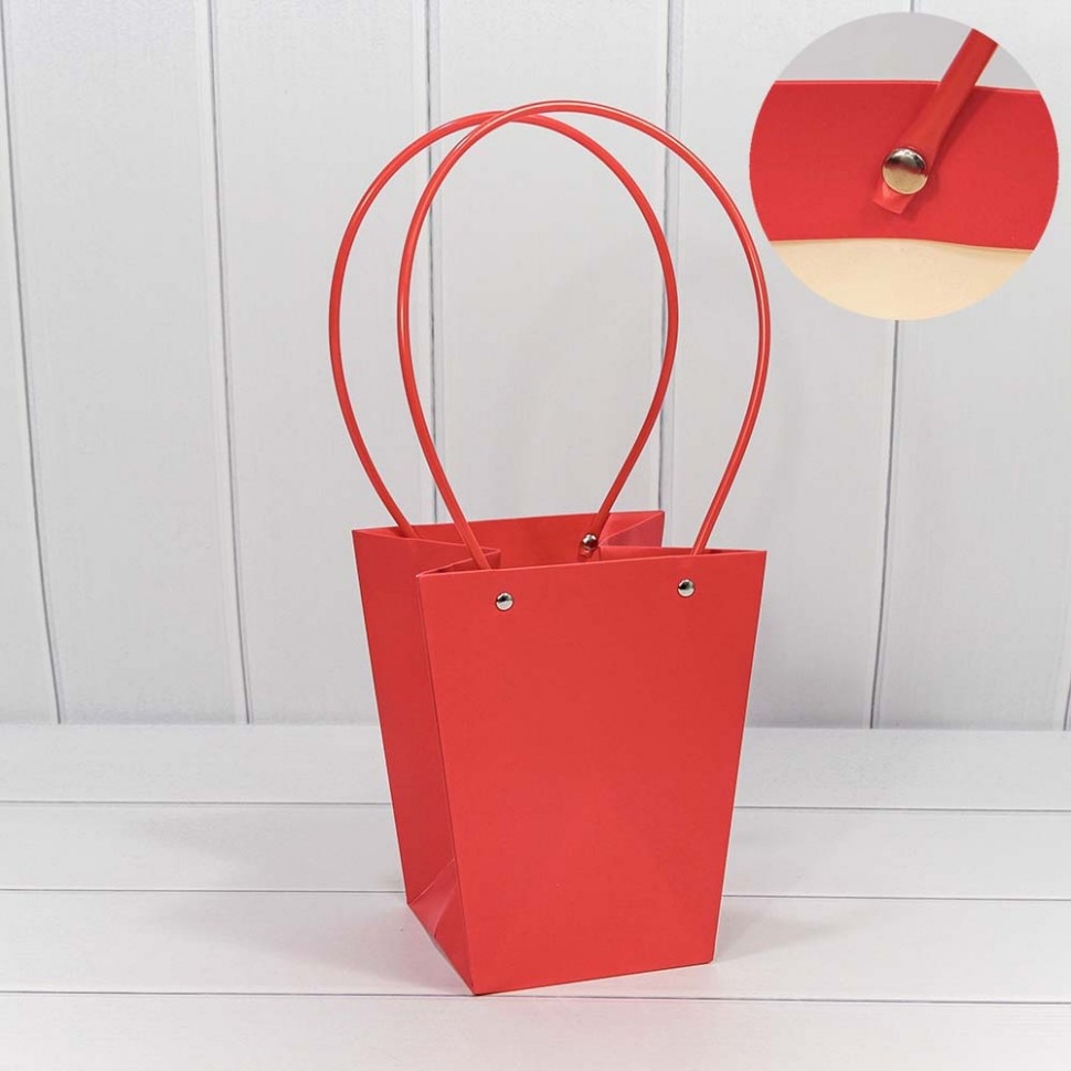 Пакет подарочный "Ваза для цветов" 20*17*12 Красный (5 шт)