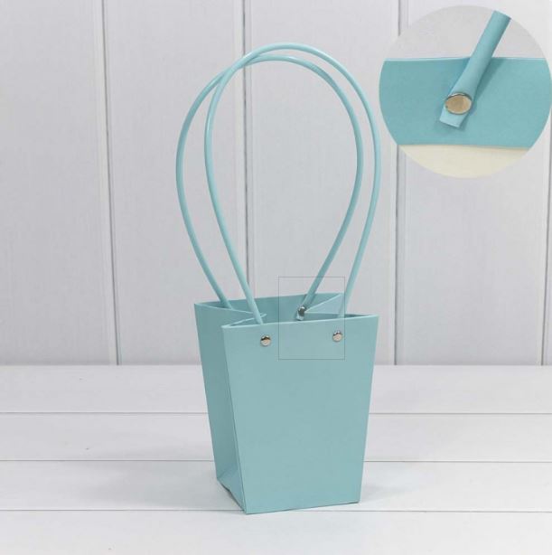 Пакет подарочный "Ваза для цветов" 15,5*13*9,5 Голубой (5 шт)