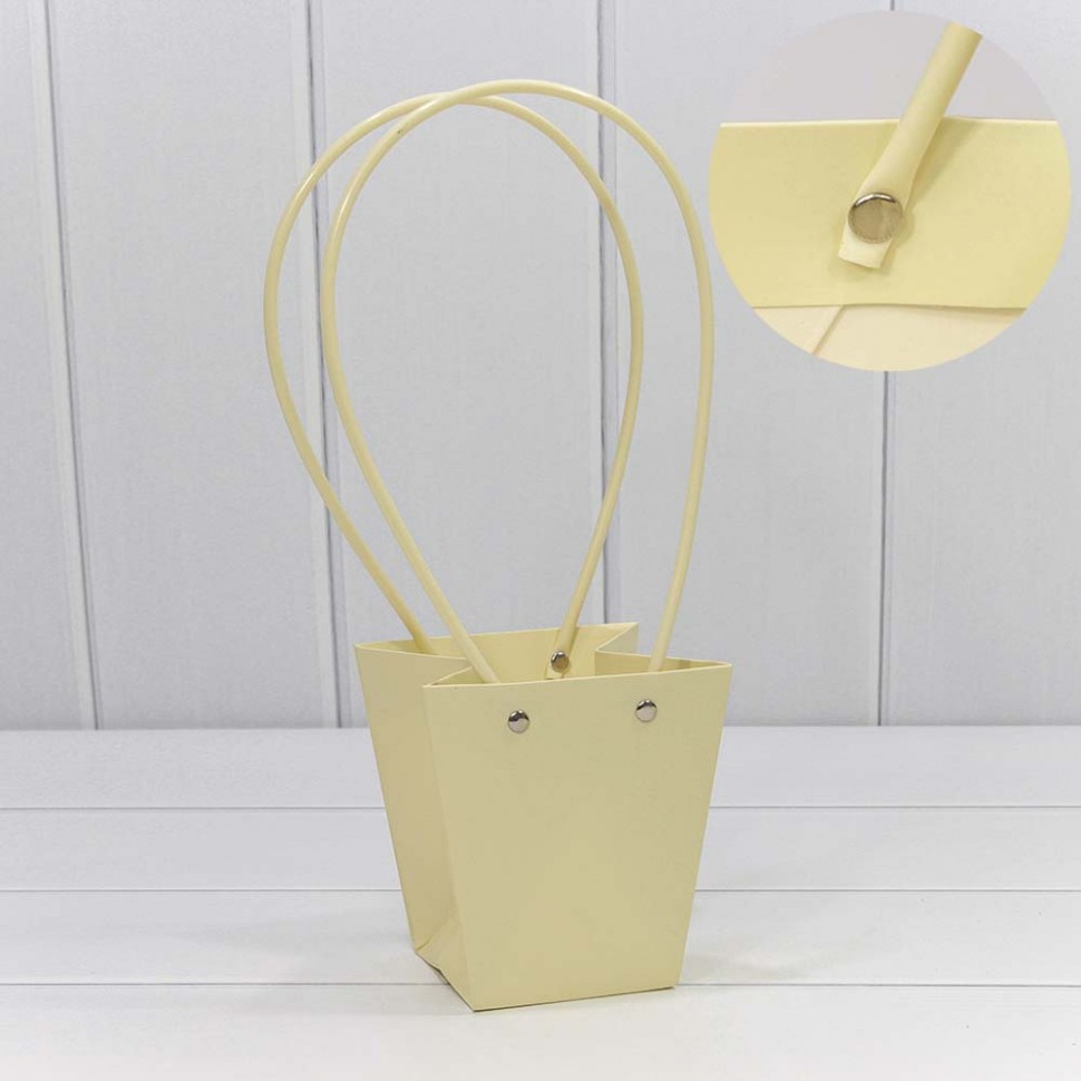 Пакет подарочный "Ваза для цветов" 12,5*12*8 Бежевый (5 шт)