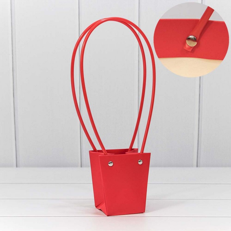 Пакет подарочный "Ваза для цветов" 10*9*6,5 Красный (5 шт)