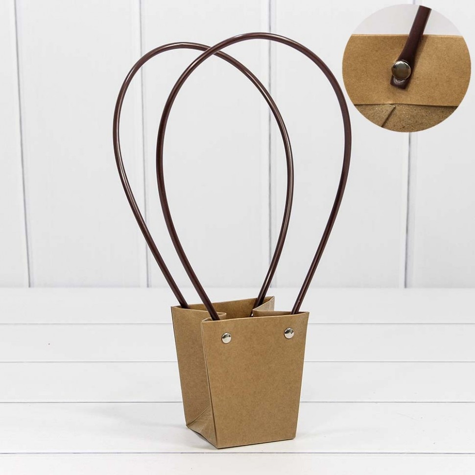 Пакет подарочный "Ваза для цветов" 10*9*6,5 Крафт (5 шт)