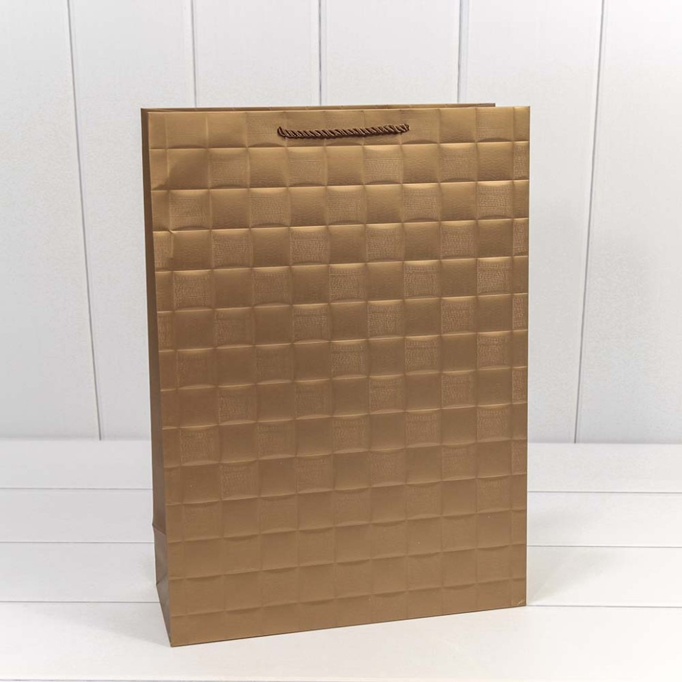 Пакет подарочный "Квадраты" Бронзовый 32*45*15