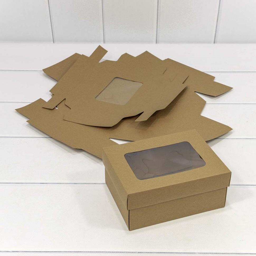 Коробка Прямоугольная 16*12*7 сборная с окошком Крафт класс А