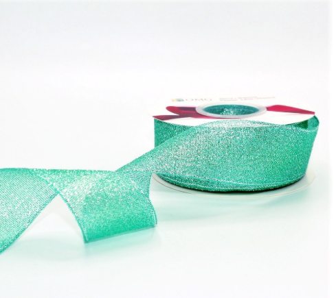 ЛЕНТА ПАРЧА С БЛЕСКОМ 3,8 СМ*25 ЯРД МОРСКАЯ ВОЛНА