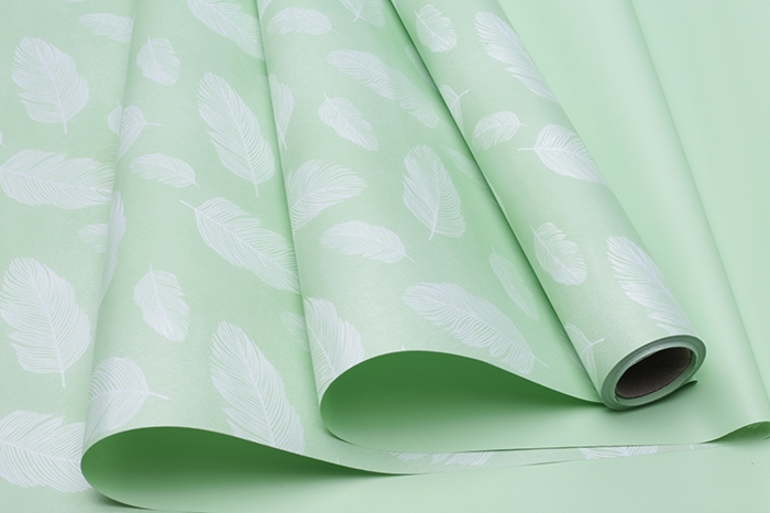 Пленка матовая 60 см*10 м перья салатовый