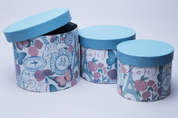 Коробка цилиндр набор 3 шт 21,2 × 17,5 см W7945 Paris