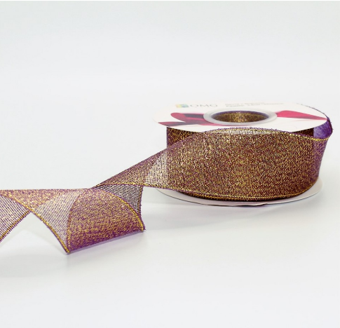 ЛЕНТА ПАРЧА С БЛЕСКОМ 3,8 СМ*25 ЯРД ФИОЛЕТОВЫЙ