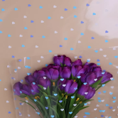 Пленка цветная Сердечки конфетти 70см лаванда