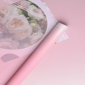 Пленка матовая 50мкм 58см х 10м прозрачный кант розовый жемчуг