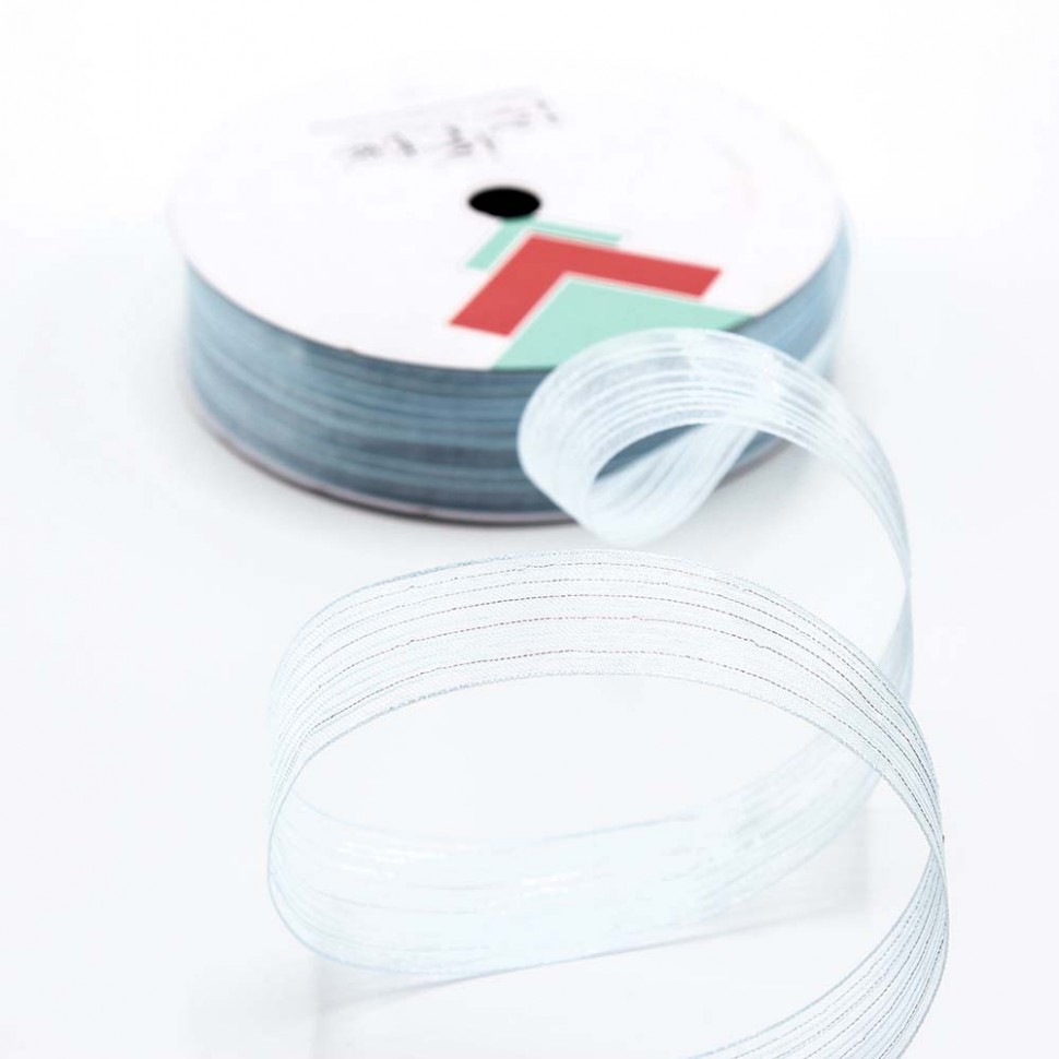 ЛЕНТА ОРГАНЗА В ПОЛОСКУ 2,8 СМ*20 ЯРД ГОЛУБОЙ