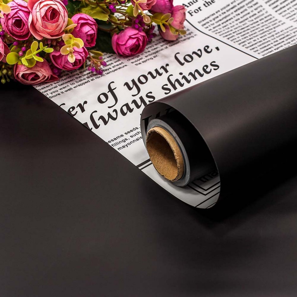 ПЛЕНКА МАТОВАЯ 58 СМ*10 М 50 МКМ 2-Х СТОРОННЯЯ ГАЗЕТА БЕЛЫЙ/ЧЕРНЫЙ