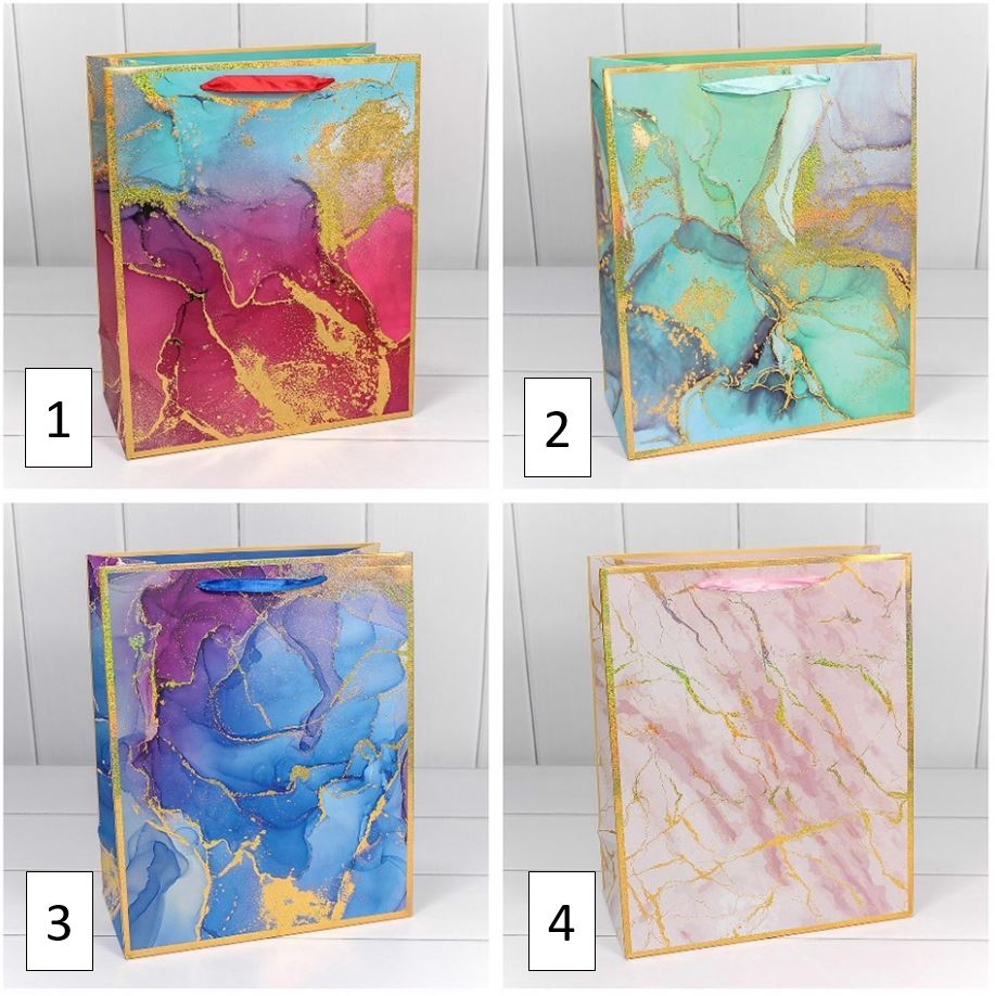 Пакет подарочный "Мрамор" (микс) 26*32*13