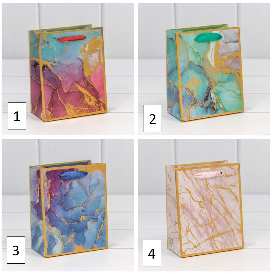 Пакет подарочный "Мрамор" (микс) 12*15*6,7
