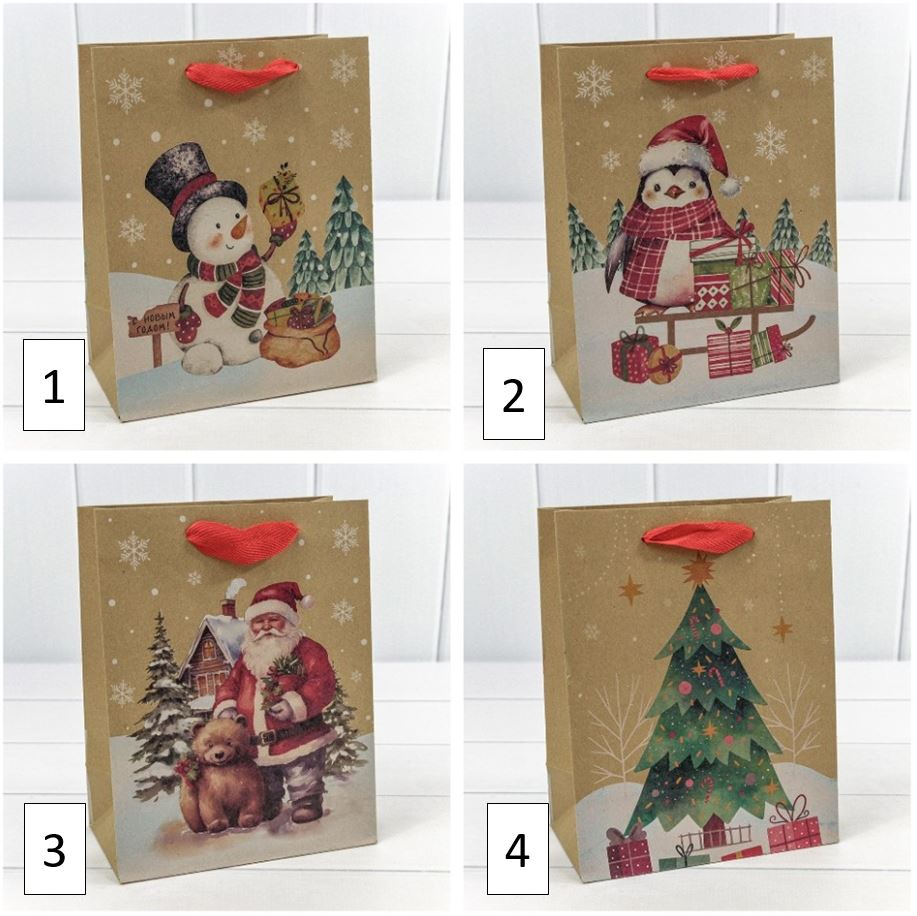 Пакет подарочный Крафт "Новый год" (микс 432) 18*23*10