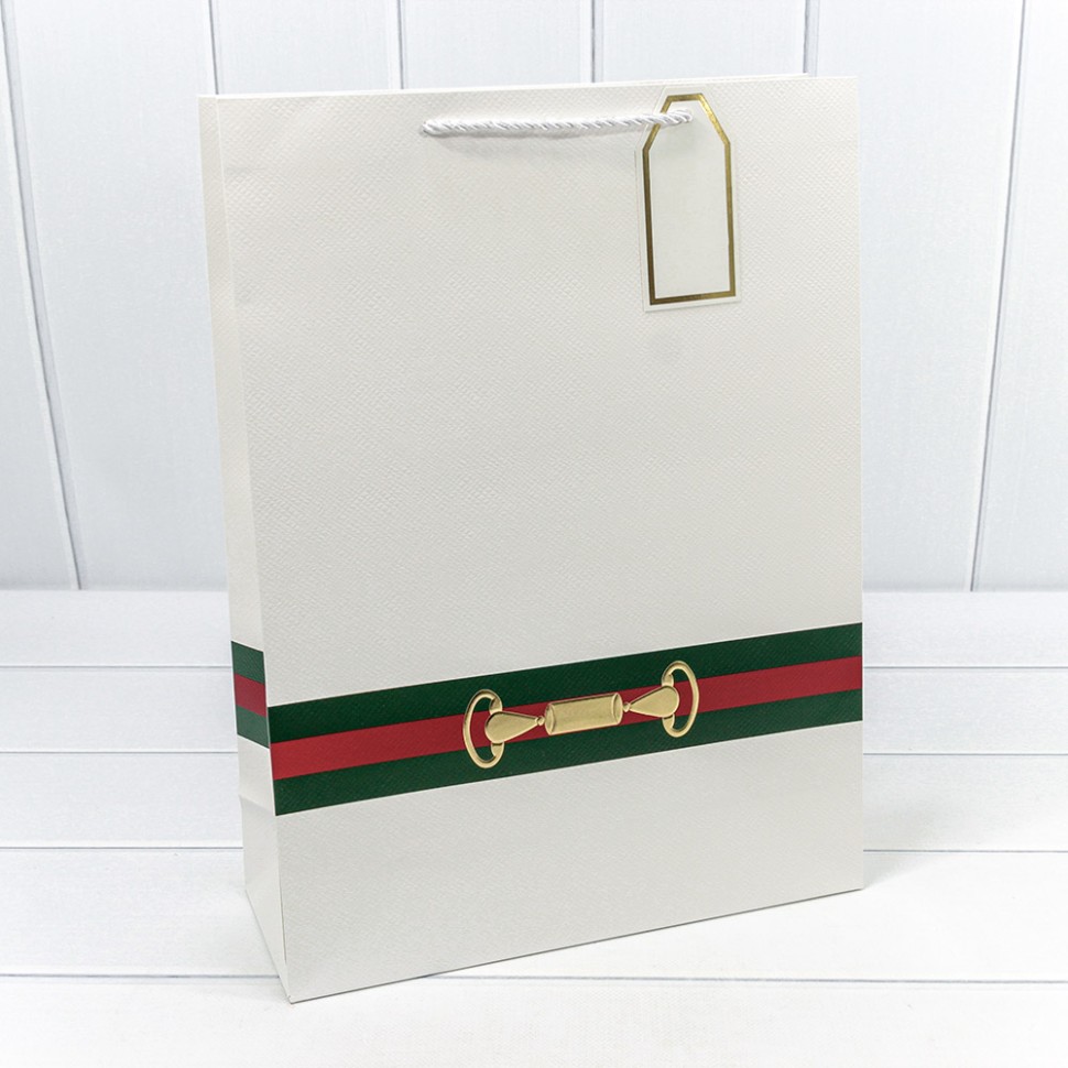 Пакет подарочный с тиснением "Текстура" Белый 31*42*12