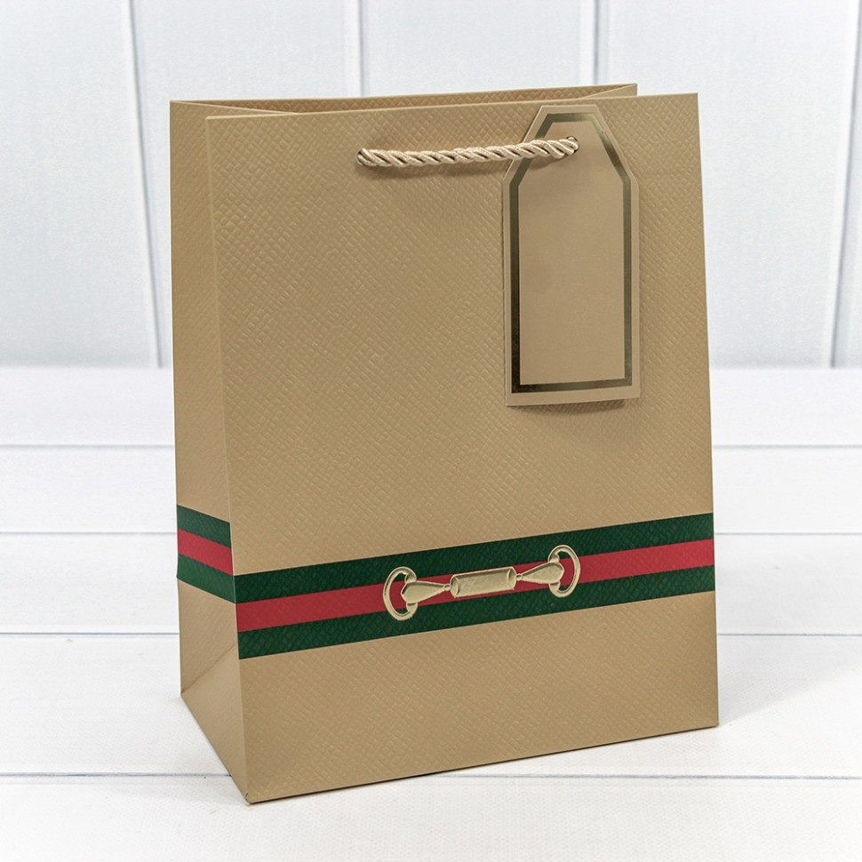 Пакет подарочный с тиснением "Текстура" Бежево-серый 18*23*10