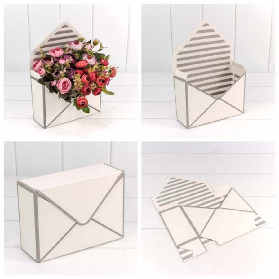 Коробка конверт 20*30*7 см сборная "Полоска" серый