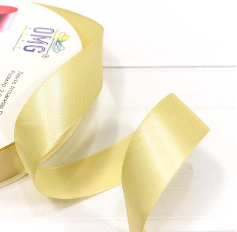 ЛЕНТА АТЛАСНАЯ (ПОЛИЭСТЕР) КЛАСС А 2,5 СМ*100 ЯРД ШАМПАНЬ