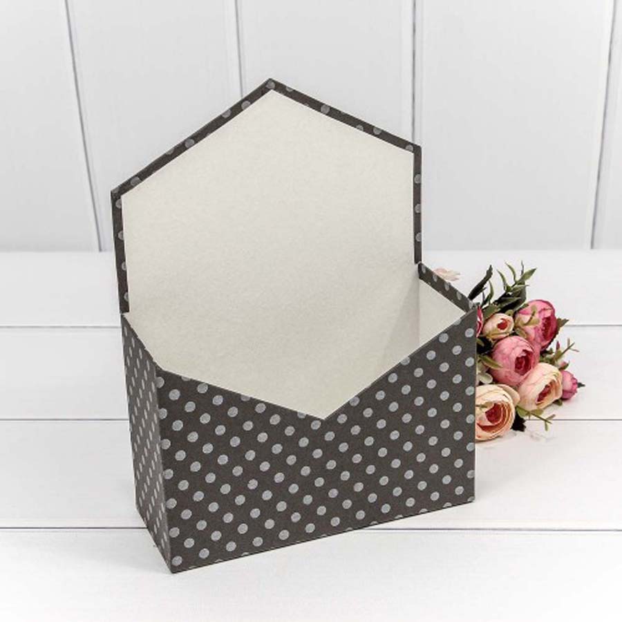 КОРОБКА КОНВЕРТ 18*24*7 СМ "ГОРОХ" ЧЁРНЫЙ