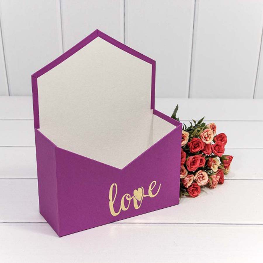 КОРОБКА "КОНВЕРТ" 18*24*7 СМ "LOVE" ФУКСИЯ