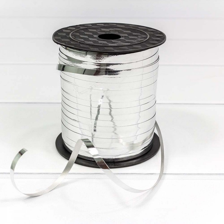 Лента Полипропилен (бобина) металлизированная 0,5см*250ярд Серебряный