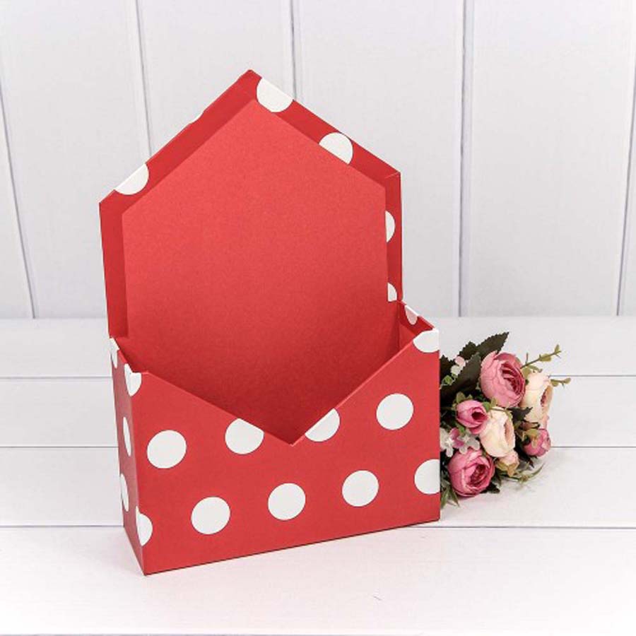 КОРОБКА "КОНВЕРТ" 20*30*7 СМ "ГОРОХ" КРАСНЫЙ